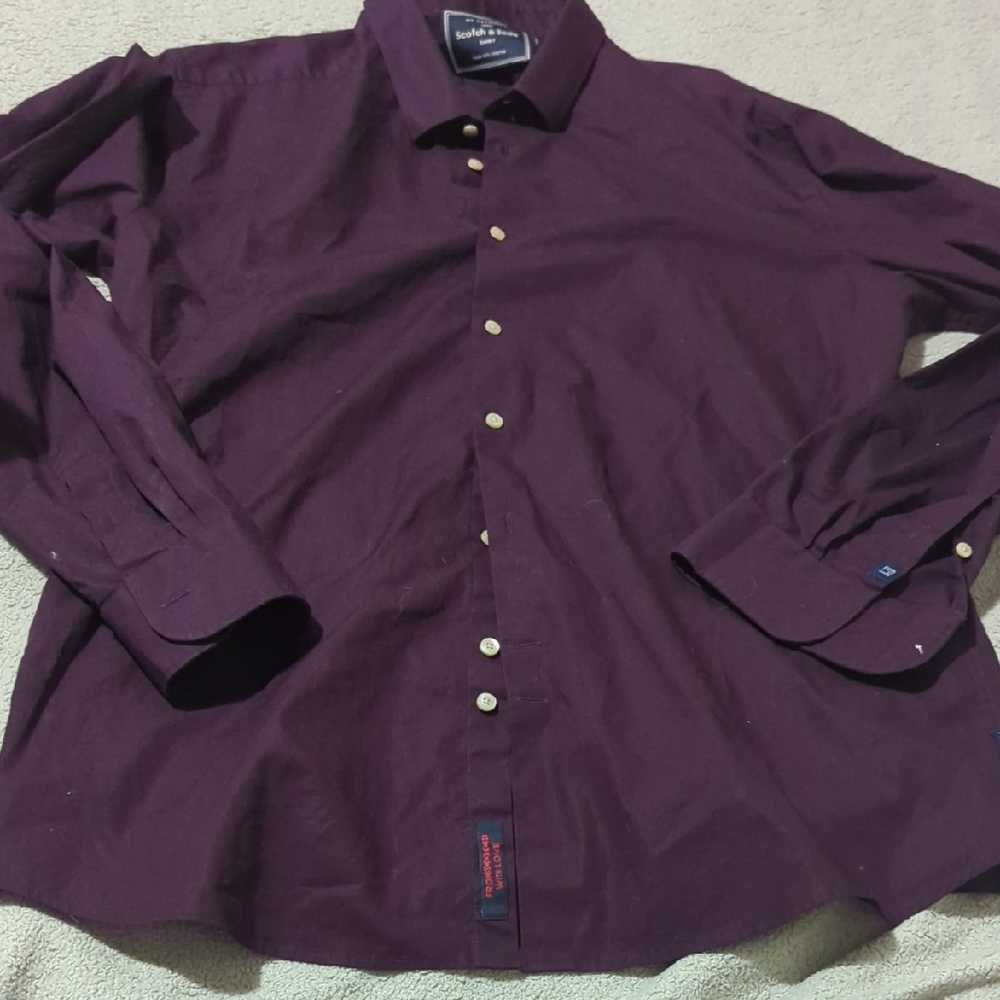 Scotch & Soda Women’s Deep Purple Button Down Shirt XXL Slim Fits Like L